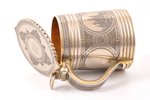 beer mug, silver, 84 standard, 486.10 g, niello enamel, gilding, h 12.6 cm, 1868, Moscow, Russia...