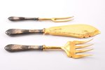 fish serving set, silver, 3 pcs, 875 standard, total weight of items 313.55, gilding, 27.4 / 24.8 /...