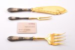 fish serving set, silver, 3 pcs, 875 standard, total weight of items 313.55, gilding, 27.4 / 24.8 /...