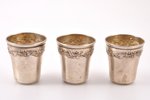 set of 6 beakers with tray, silver, 950 standard, 144.10 g, tray 18.8 x 13.6 cm, h (beaker) 3.9 cm,...