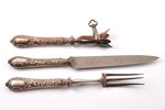 meat carving set, silver, 3 pcs, total weight of items 392.50, 32 cm / 27 cm / 21 cm cm, Louis Ravin...