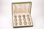 set of 12 beakers, silver, 950 standart, gilding, 97.75 g, France, h 4.1 cm, in a box...