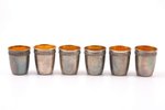 set of 12 beakers, silver, 950 standart, gilding, 97.75 g, France, h 4.1 cm, in a box...