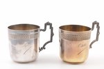 2 tea pairs, silver, 950 standart, 244.05 g, Claude Doutre Roussel, Paris, France, h (чашка) 5.5 см,...