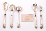 flatware set, silver, 5 items, 950 standard, 135.95 g, by Emile Puiforcat, France, in a box...