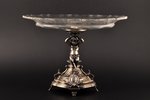 фруктовница, серебро, стекло, 950 проба, начало 20-го века, (общий вес) 1700 г, Франция, h 18 см...
