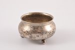 saltcellar, silver, 84, 875 standard, 37.40 g, engraving, h 3.1 cm, 1891, Moscow, Russia...