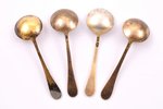 4 spoons for salt, silver, 875 standart, cloisonne enamel, 1959-1973, Leningrad Jewelry Factory, "Ru...
