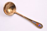 4 spoons for salt, silver, 875 standart, cloisonne enamel, 1959-1973, Leningrad Jewelry Factory, "Ru...