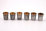set, silver, 12 beakers, 950 standard, 107.20 g, h 4 cm, France, in a box...