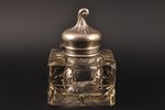ink-pot, silver, crystal, 84 standard, h 14.5 cm, "Grachev Brothers", 1899-1908, St. Petersburg, Rus...