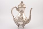 service: sugar-bowl, small teapot, coffeepot, cream jug, tray, silver, 900 standart, Europe, (tray)...
