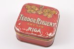 box, stock society Teodor Riegert, Rīga, metal, Latvia, the 20-30ties of 20th cent., 8.6 x 8.5 x 3.9...