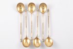 set of coffee spoons, silver, 84 standard, 80.65 g, engraving, 12.7 cm, 1896, Moscow, Russia...