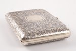 cigarette case, silver, "Troyka", 84 standard, 136.35 g, engraving, niello enamel, 10 x 7 x 1.7 cm,...