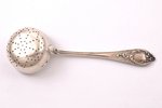 sieve spoon, silver, 84 standard, 71.45 g, gilding, 16.8 cm, "Fabergé", 1908-1917, Moscow, Russia...