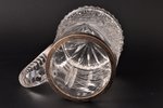 mug, silver, crystal, 875 standard, h 14.2 cm, the 20-30ties of 20th cent., Latvia...