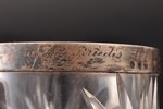 mug, silver, crystal, 875 standard, h 14.2 cm, the 20-30ties of 20th cent., Latvia...