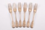 set of 6 forks, silver, 84 standart, 1887, 414.15 g, workshop of Pavel Ovchinnikov, Moscow, Russia,...