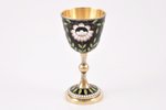 cup, silver, 916 standard, 77.40 g, enamel, gilding, h 10.2 cm, Leningrad Jewelry Factory, 1966, Len...