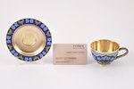 2 tea pairs, silver, 916 standart, gilding, cloisonne enamel, 1966, 354.80 g, Leningrad Jewelry Fact...
