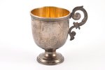 charka (little glass), silver, 84 standard, 74.90 g, engraving, gilding, h 7.5 cm, 1880-1890, Moscow...