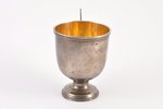 charka (little glass), silver, 84 standard, 74.90 g, engraving, gilding, h 7.5 cm, 1880-1890, Moscow...