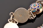 a bracelet, silver, enamel, 84 standard, 13.30 g., the item's dimensions 18 cm, 1908-1917, St. Peter...