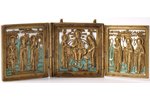 icon with foldable side flaps, copper alloy, 2-color enamel, Russia, the beginning of the 20th cent....