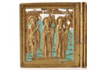 icon with foldable side flaps, copper alloy, 2-color enamel, Russia, the beginning of the 20th cent....