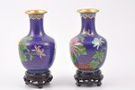 парные вазы, металл, эмаль, Китай, 50-е годы 20го века, 12.5 см...