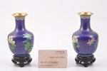 pair of vases, metal, enamel, China, the 50ies of 20th cent., 12.5 cm...