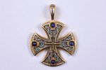 neck cross, silver, gilding, 925 standard, 29.60 g., the item's dimensions 5.13 x 3.77 cm, diamonds,...