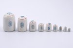 porcelāna atsvaru komplekts, kastītē, rūpnīca "Gosmetr", porcelāns, metāls, PSRS, 20 gs. 30-40tie ga...