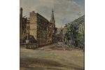 unknown author, the Corner Old St. Gertrude's Church and Stabu Str., canvas, oil, 39 x 36.3 cm...