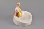 figurine, tray, "A girl in national costume", porcelain, Riga (Latvia), M.S. Kuznetsov manufactory,...