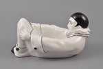 figurine, tray for rings, "Pierrot", porcelain, Riga (Latvia), M.S. Kuznetsov manufactory, 1937-1940...