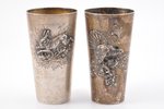 set of goblets (hunting theme), silver, 800 standart, engraving, the beginning of the 20th cent., 22...