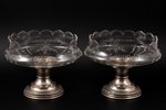 pair of candy-bowls, silver, crystal, 950 standart, the border of the 19th and the 20th centuries, (...