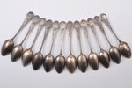 set of 12 teaspoons, silver, 12, 84 standart, 1908-1916, 434 g, "Grachev Brothers", St. Petersburg,...