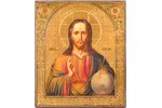 icon, Jesus Christ Pantocrator, board, painting, guilding, enamel, Russia, the border of the 19th an...