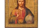 icon, Jesus Christ Pantocrator, board, painting, guilding, enamel, Russia, the border of the 19th an...