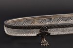 platter, silver, crystal, 88 standart, 1908-1916,
 (total) 756.40g, trading house of Bolin Factory,...