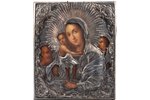 икона, Божией Матери "Трех Радостей", доска, серебро, живопиcь, 84 проба, Российская империя, 1845 г...