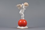 статуэтка, ангел на красном шаре, фарфор, Рига (Латвия), фабрика М.С. Кузнецова, 1937-1940 г., первы...