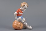 figurine, Football player sitting on the ball, porcelain, Riga (Latvia), USSR, Riga porcelain factor...