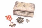 badge Aizsargi Nº6 (Defenders); Order of the Bearslayer Nº790; monogram of Arvīds Oše; silver casset...