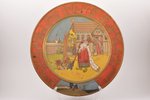 настенная тарелка, по мотивам И. Билибина, дерево, Российская империя, артель "Кустарь-художник" в С...