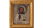 icon, Jesus Christ Pantocrator, with a silver oklad, board, silver, painting, 84 standart, Russia, t...