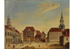неизвестный автор, Рижская Ратушная площадь, 1-я половина 19-го века, холст, масло, 59.5 x 78.5 см,...
